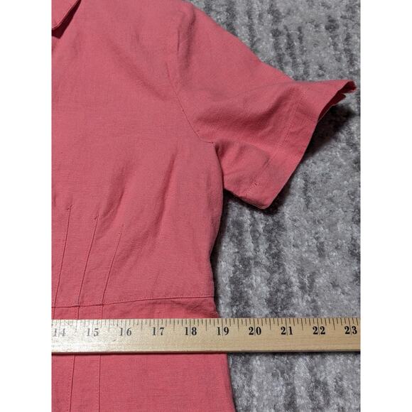 The TOG Shop Midi Shirt Dress Women Size 14P Pink Button Front Linen Blend - Picture 12 of 14